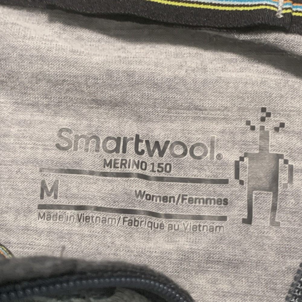 Smartwool Merino 150 Base Layer Womens M Gray Colorblock 1/4 Zip Pullover EUC - Picture 5 of 8